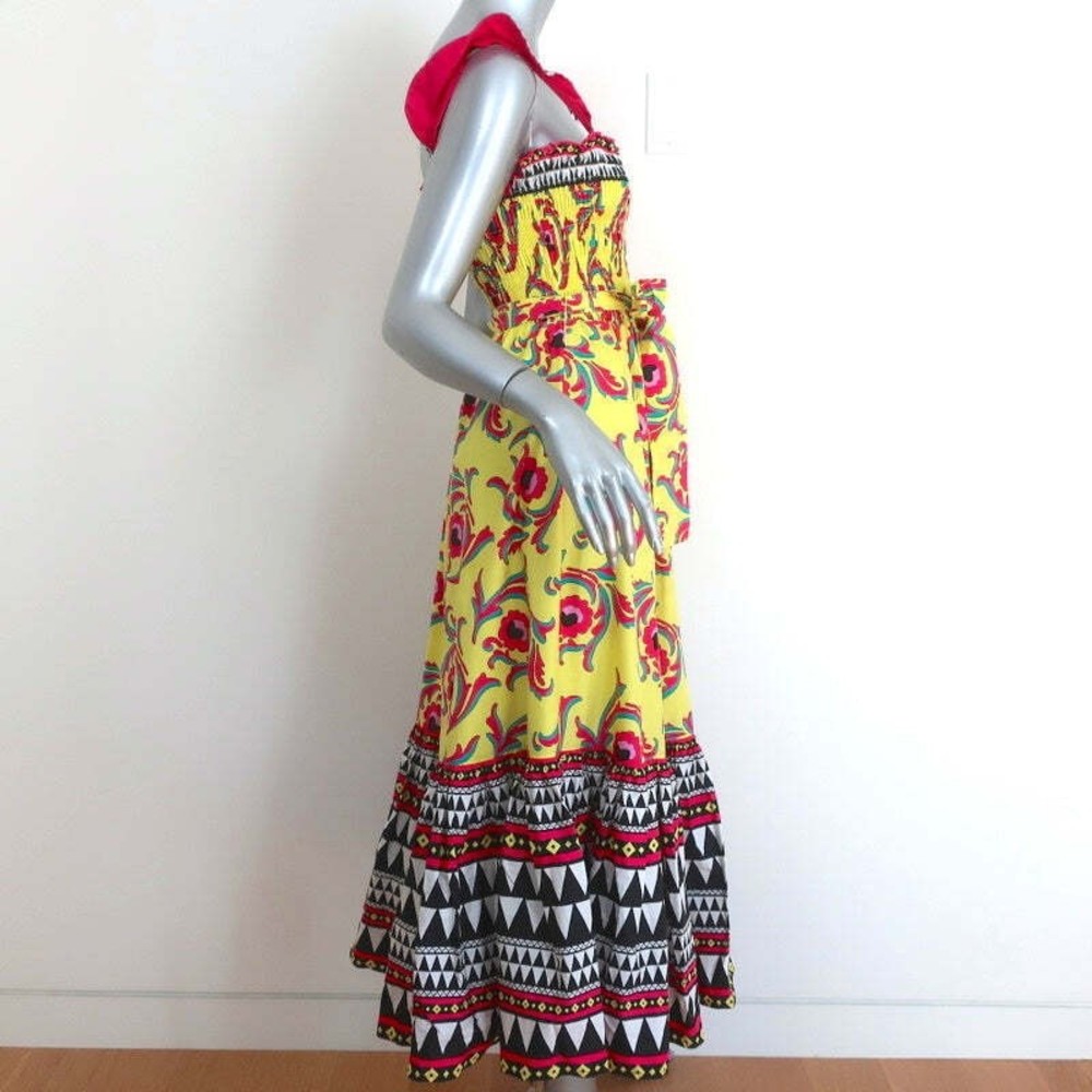 La DoubleJ Smock Dress Yellow Cartwheel Giallo Print Cotton Size Extra Small - Picture 5 of 9